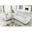 Pemberly Row 2-Piece Living Room Furniture Velvet Fabric Set in Off White