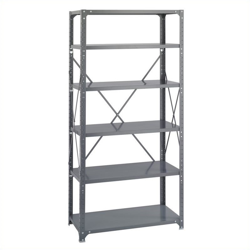 Pemberly Row 36 x 18 Commercial 6 Shelf Kit in Dark Gray Finish