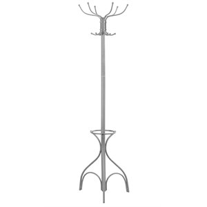 Pemberly Row Coat Rack Hall Tree 12 Hooks Entryway 70&quotH Bedroom Metal Gray