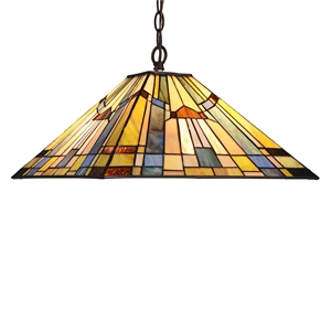 Pemberly Row Contemporary 2 Light Mission Hanging Pendant Fixture 16&quot Shade