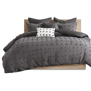 Pemberly Row 5-Piece Cotton Jacquard Comforter Set in Charcoal