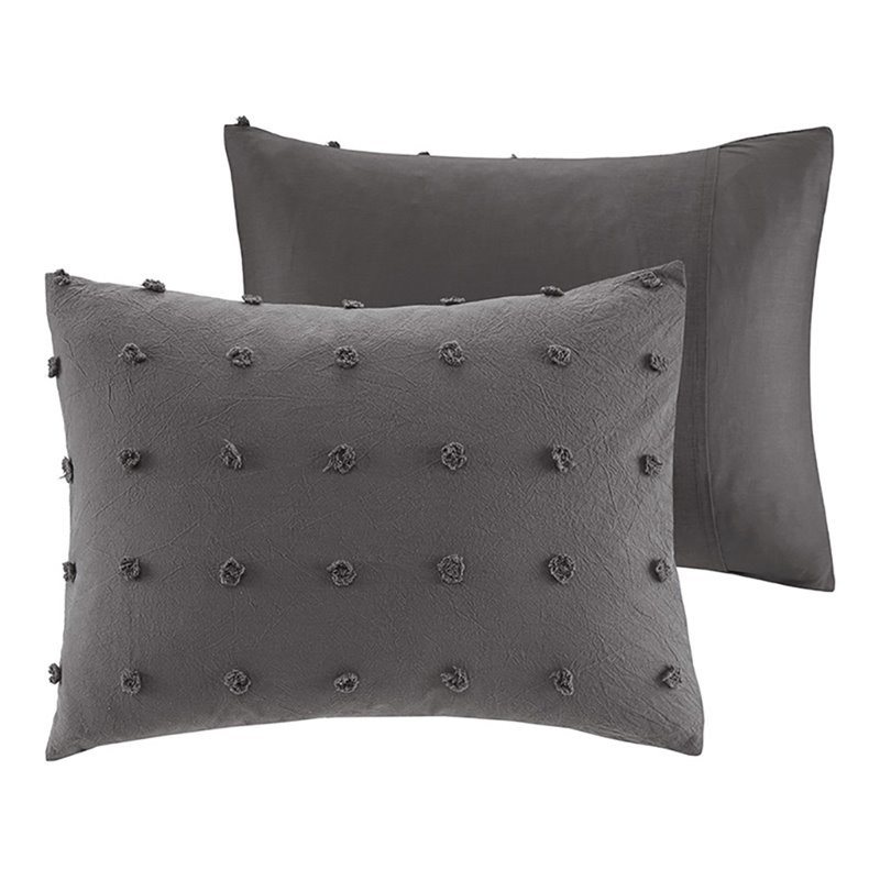 Pemberly Row 5-Piece Cotton Jacquard Comforter Set in Charcoal