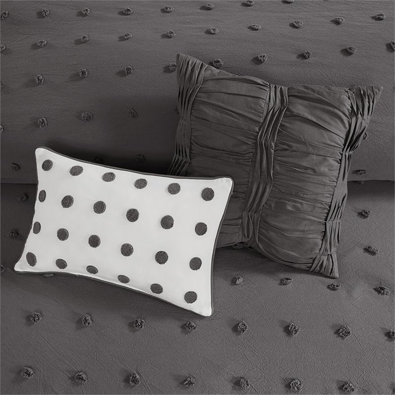 Pemberly Row 5-Piece Cotton Jacquard Comforter Set in Charcoal