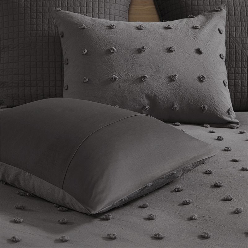 Pemberly Row 5-Piece Cotton Jacquard Comforter Set in Charcoal