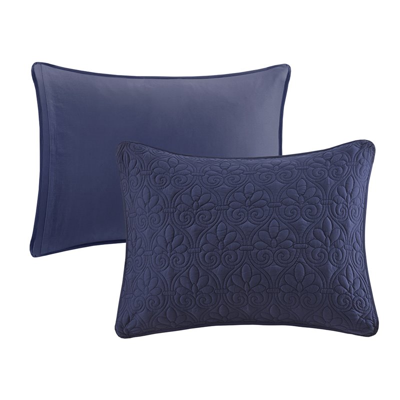 Pemberly Row Traditional 100 Percent Polyester Fitted Bedspread in Navy