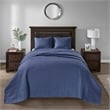 Pemberly Row Modern / Contemporary Reversible Bedspread Set in Navy