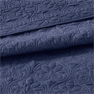 Pemberly Row Modern / Contemporary Reversible Bedspread Set in Navy