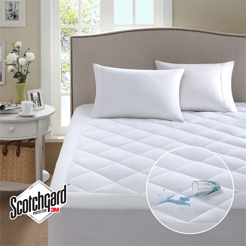 Pemberly Row Serenity Deep Pocket Waterproof Mattress Pad in White