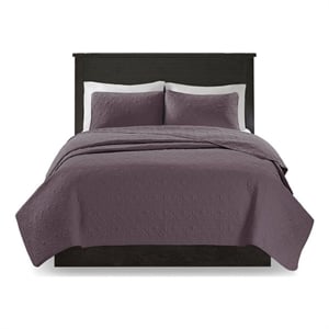 Pemberly Row Transitional Fabric Reversible Quilt Set in Purple