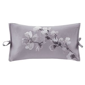 Pemberly Row Modern Cotton Embroidered Decorative Pillow in Purple