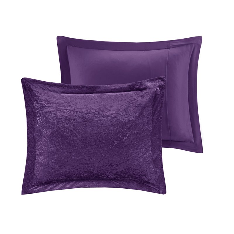 Pemberly Row Modern Polyester Crushed Comforter Set in Purple