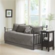 Pemberly Row Polyester Solid Brushed Reversible Daybed Cover Set in Gray