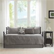 Pemberly Row Polyester Solid Brushed Reversible Daybed Cover Set in Gray