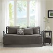 Pemberly Row Polyester Solid Brushed Reversible Daybed Cover Set in Gray