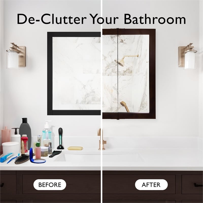 Pemberly Row Modern 36-Inch Wood Medicine Cabinet in Espresso