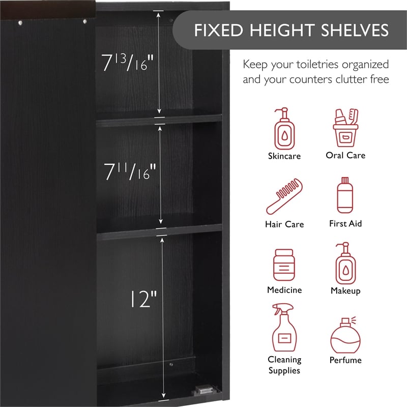 Pemberly Row Modern 36-Inch Wood Medicine Cabinet in Espresso