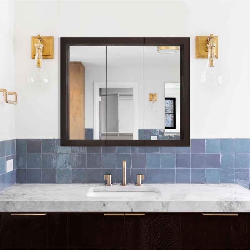 Pemberly Row Modern 36-Inch Wood Medicine Cabinet in Espresso