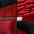 Pemberly Row Plush to Sherpa Down Alternative Comforter Set in Red and Black