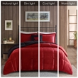 Pemberly Row Plush to Sherpa Down Alternative Comforter Set in Red and Black