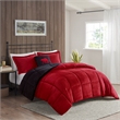 Pemberly Row Plush to Sherpa Down Alternative Comforter Set in Red and Black