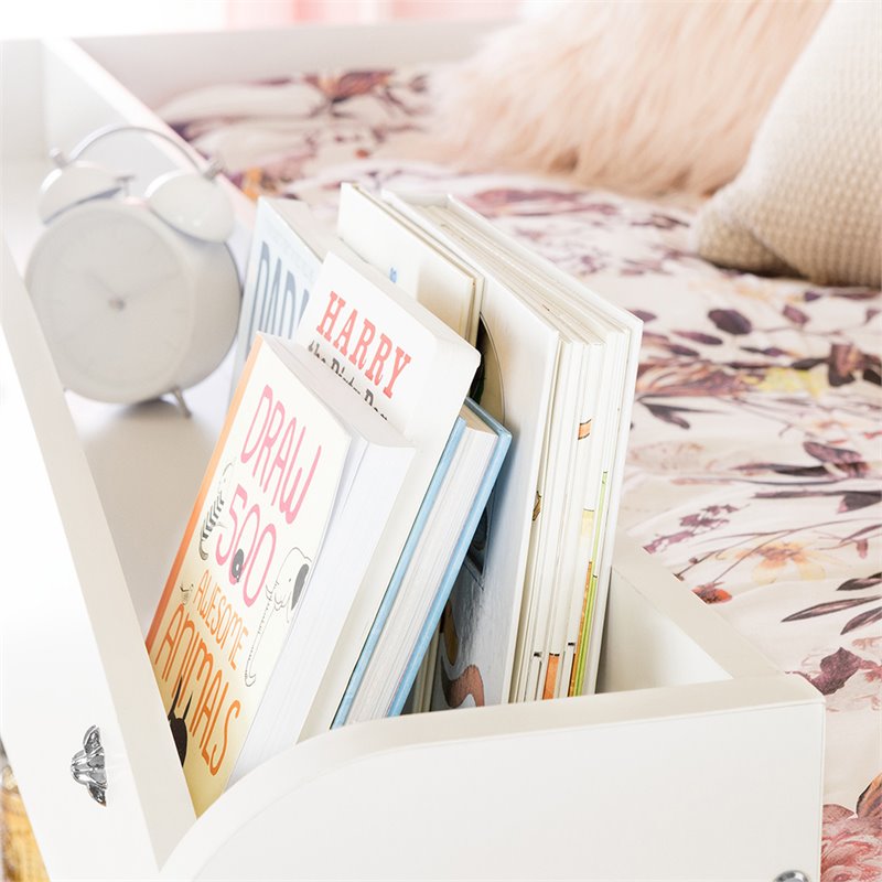 Pemberly Row Wood Storage Twin Loft Bed in Pure White Finish