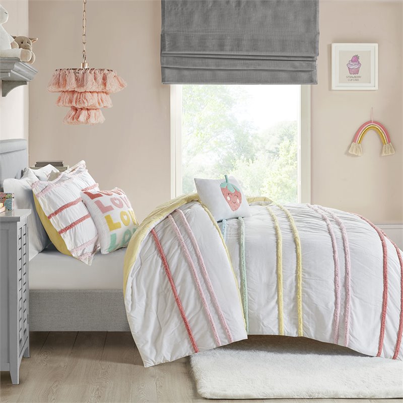 Pemberly Row Cotton Printed Reversible Twin Duvet Cover Set in Pink