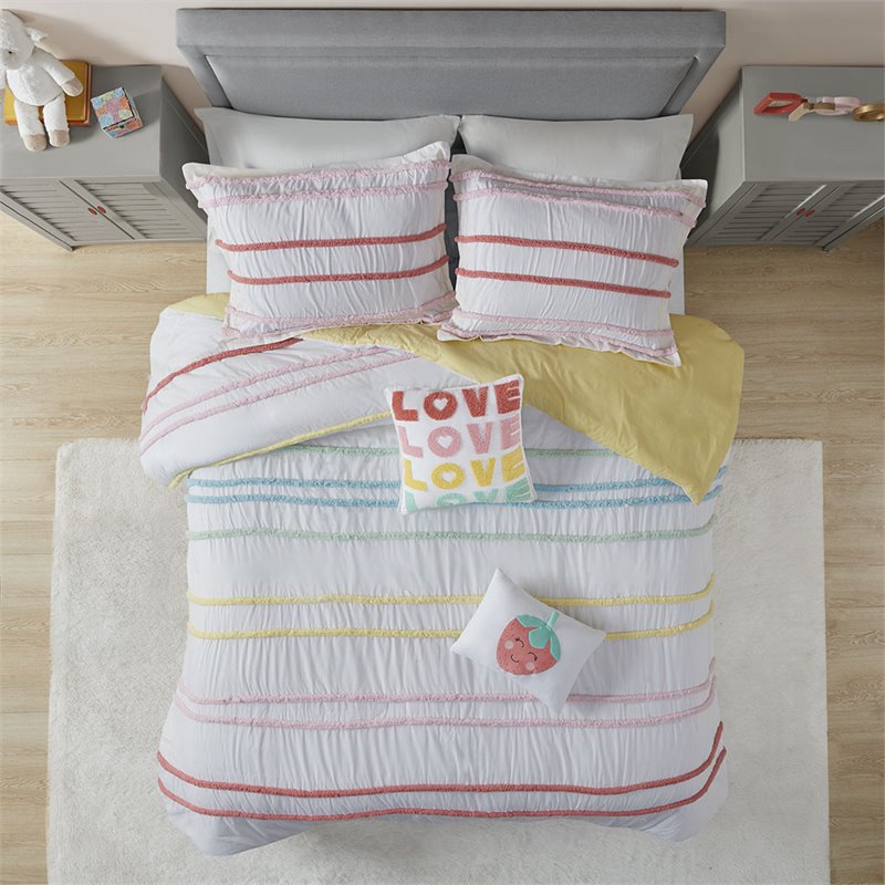 Pemberly Row Cotton Printed Reversible Twin Duvet Cover Set in Pink