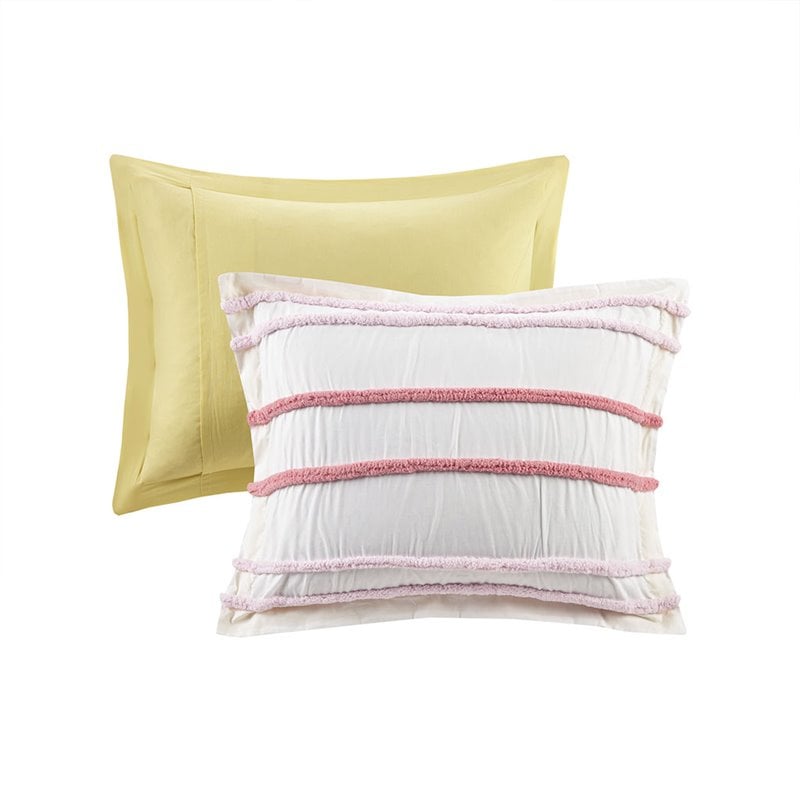 Pemberly Row Cotton Printed Reversible Twin Duvet Cover Set in Pink