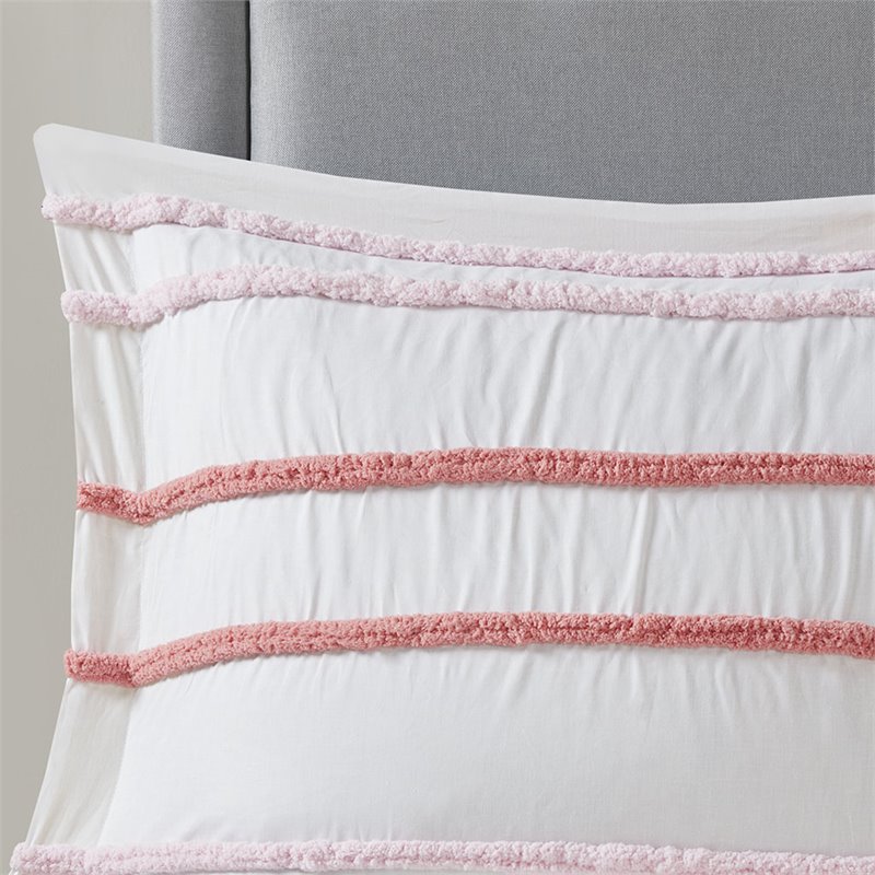 Pemberly Row Cotton Printed Reversible Twin Duvet Cover Set in Pink