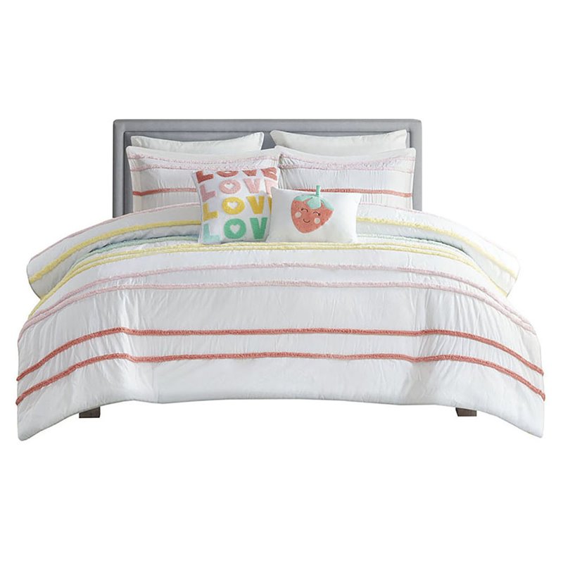 Pemberly Row Cotton Printed Reversible Twin Duvet Cover Set in Pink