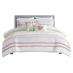 Pemberly Row Cotton Printed Reversible Twin Duvet Cover Set in Pink