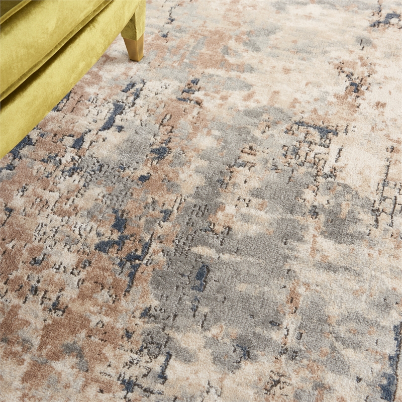 Pemberly Row 8' x Round Beige Gray Fabric Modern Area Rug (8' Round)