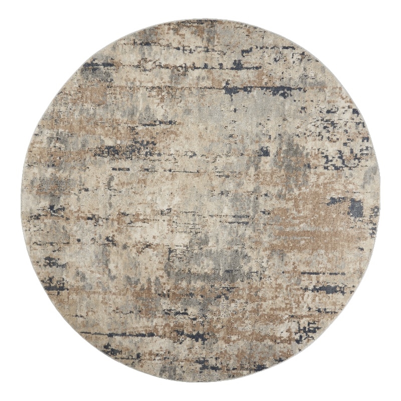 Pemberly Row 8' x Round Beige Gray Fabric Modern Area Rug (8' Round)