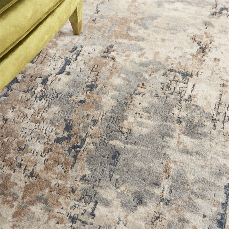 Pemberly Row 8' x Round Beige Gray Fabric Modern Area Rug (8' Round)
