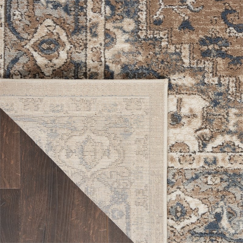 Pemberly Row 5' x 7' Beige Gray Fabric Farmhouse Area Rug (5' x 7')