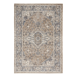 Pemberly Row 5' x 7' Beige Gray Fabric Farmhouse Area Rug (5' x 7')