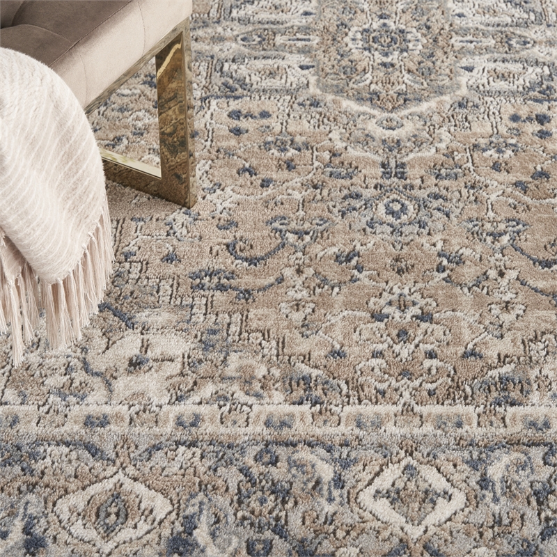 Pemberly Row 5' x 7' Beige Gray Fabric Farmhouse Area Rug (5' x 7')