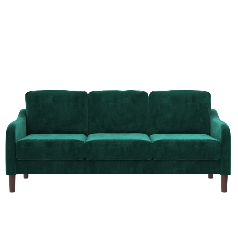 Pemberly Row Modern / Contemporary 3-Seater Sofa in Green Velvet