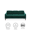 Pemberly Row Modern / Contemporary 3-Seater Sofa in Green Velvet