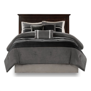 Pemberly Row Modern / Contemporary 7 Piece Comforter Set in Black