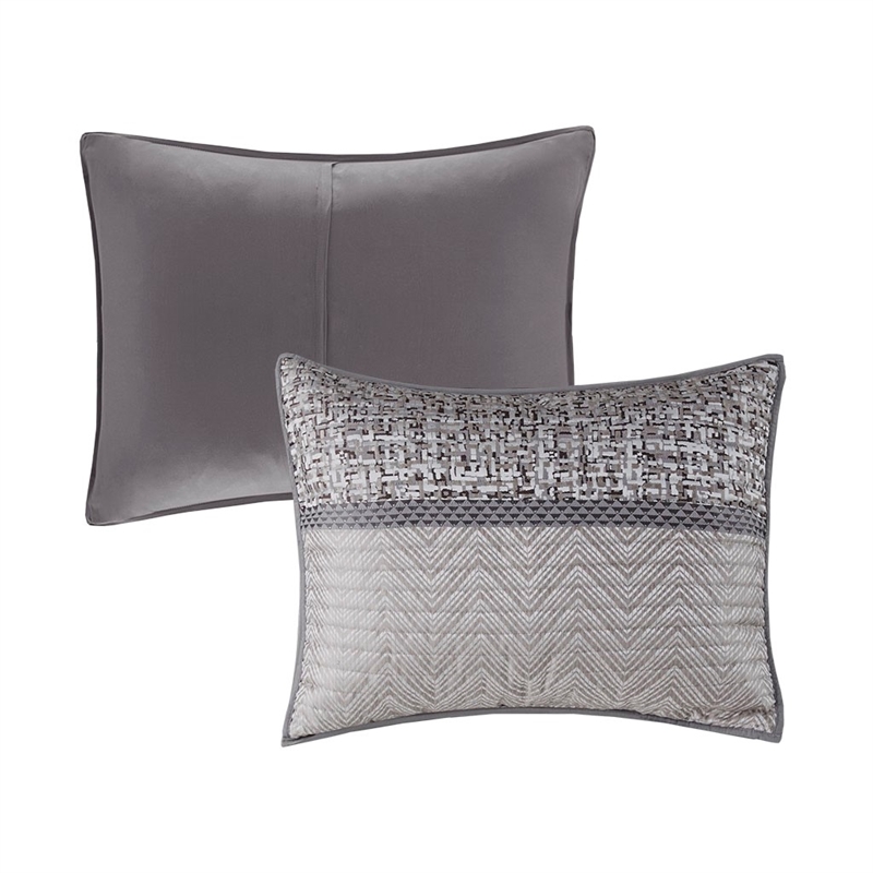 Pemberly Row 6-Piece Jacquard Quilt Set with Throw Pillows - Gray/Taupe