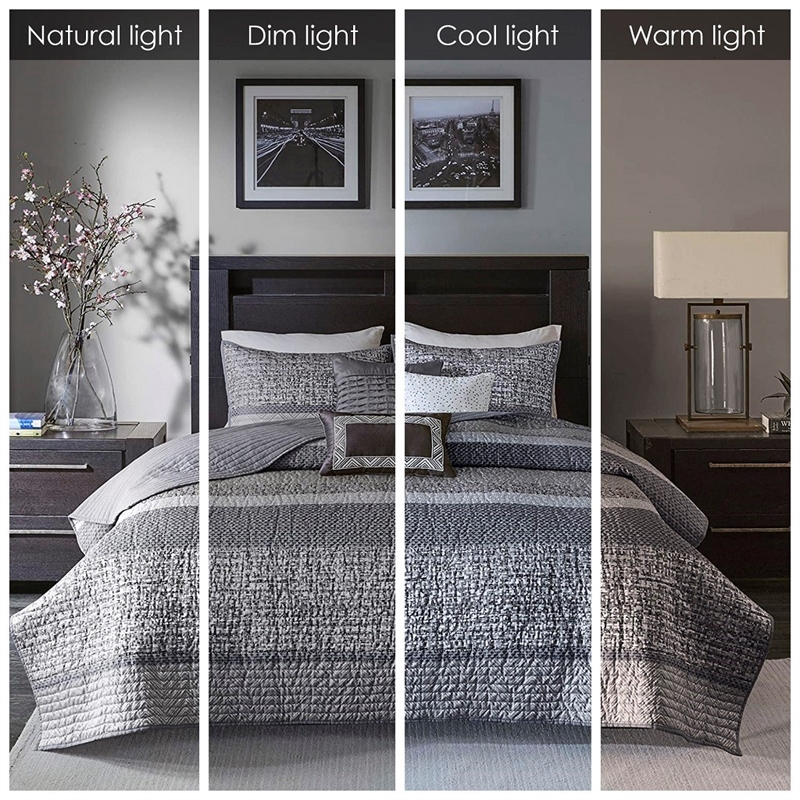 Pemberly Row 6-Piece Jacquard Quilt Set with Throw Pillows - Gray/Taupe