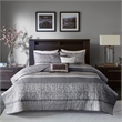 Pemberly Row 6-Piece Jacquard Quilt Set with Throw Pillows - Gray/Taupe