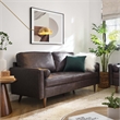 Pemberly Row Contemporary Top Grain Leather Sofa in Brown Finish