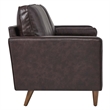 Pemberly Row Contemporary Top Grain Leather Sofa in Brown Finish