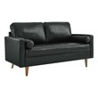 Pemberly Row Modern Leather and Dense Foam Loveseat in Black Finish