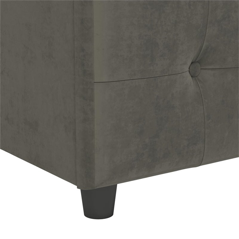 Pemberly Row Velvet Upholstered King Bed with Storage in Gray