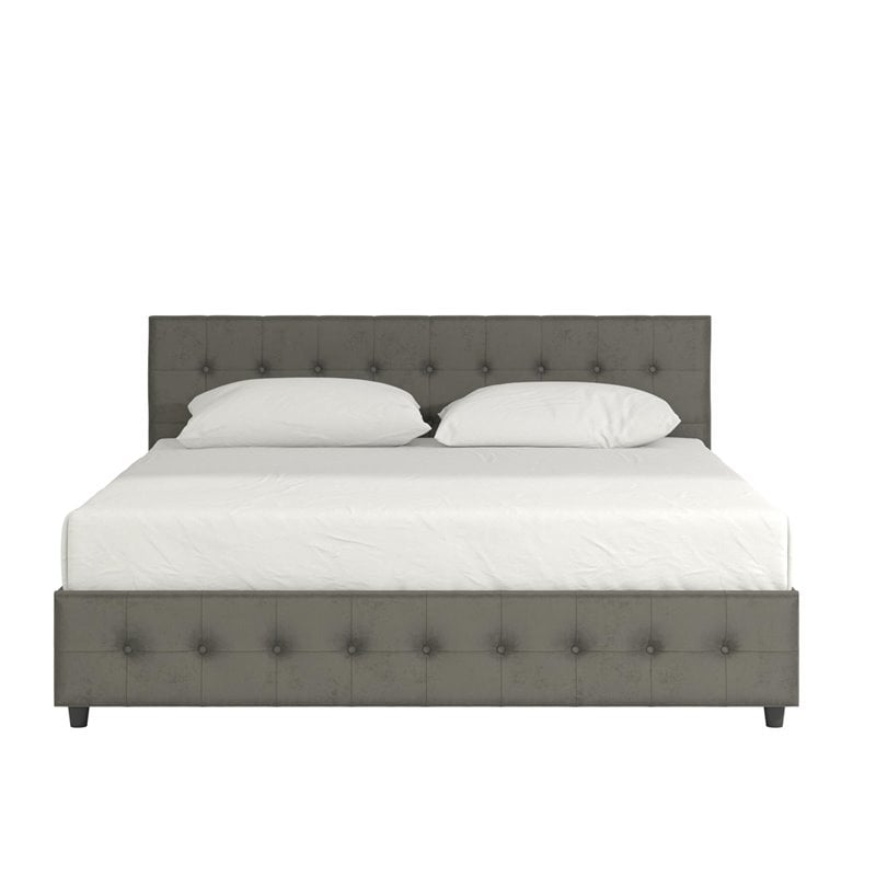 Pemberly Row Velvet Upholstered King Bed with Storage in Gray