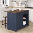 Pemberly Row Contemporary Kitchen Island with 2 Stools in Blue