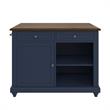 Pemberly Row Contemporary Kitchen Island with 2 Stools in Blue